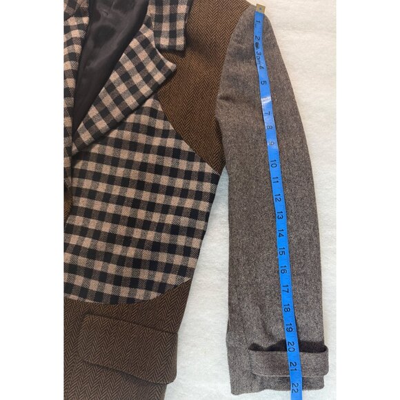Vintage 90s NINETY Patchwork Wool Blazer – Statement Jacket Size 10 - Picture 9 of 14